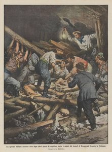 Italský dělník vytěžený zaživa po deseti dnech pohřbívání pod balvany tunelu? od Achille Beltrame