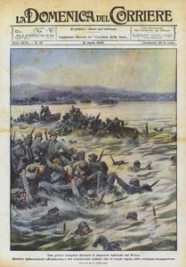 Velká katastrofa při německých manévrech na řece Weser od Achille Beltrame