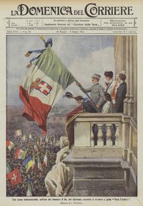 Nezapomenutelná scéna, v hodině soudu, král z Quirinale mává trikolórou a křičí Viva lItalia!