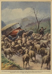 Masakr ovcí na silnici mezi Bra a Albou v provincii Cuneo. od Achille Beltrame