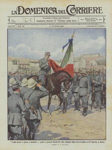 Chci být první, kdo ji políbí!“ křičí generál Mambretti, když se předává nová vlajka? od Achille Beltrame