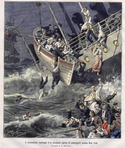 Vrak lodi Larchmont u New Yorku v únoru 1907 od Achille Beltrame