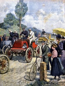 první kolo Itálie autem v roce 1901 ilustrace Achilles Beltrame od Achille Beltrame