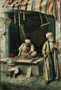 Arab Carpenters, cca 1875 (akvarel na papíře) od Achille Buzzi