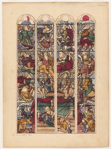 Studie pro čtyři vitrážová okna Généalogie dAbraham, 1844. od Achille Devéria
