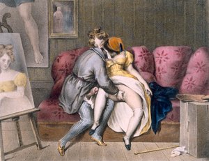 Umělec a hlídač: manuální předehra, cca 1830-40 (barevné lito)