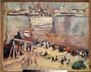 Vstup do korvety v antverpském přístavu Obraz Othona Friesze (1879-1949) 1906 Soukromá sbírka