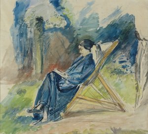 Žena v lenoši, cca 1935 (akvarel)