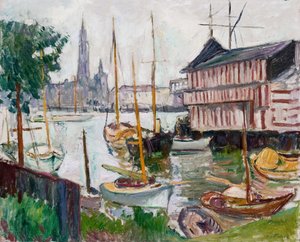 Yacht Basin v Sainte-Anne, Antverpy od Achille Emile Othon Friesz