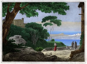 Jezero Albano. (rytina, cca 1820)