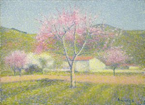 Orchard in Springtime, Apple Trees in Bloom, cca 1920-29 (olej na bavlně)