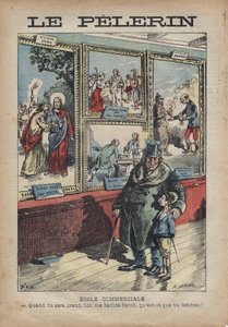 Kreslený antisemita od Achille Lemot pro „Le-Pelerin““ ze září 1896 - Obchodní škola: až se staneš grantem, ty můj vedle, Jacobe, co rozdělíš? od Achille Lemot