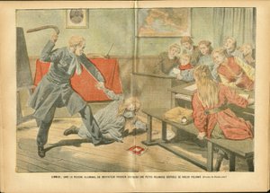 Ilustrace Achille Lemot (1846-1909) v Le Pelerin, 2.12.06 - Výuka, Polsko, Trest - Učitel od Achille Lemot