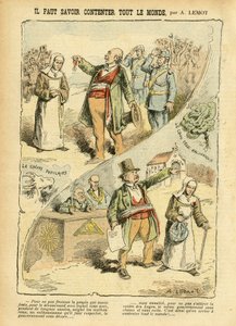 Ilustrace Achille Lemot (1846-1909) v Le Pelerin, 03/09/05 - Musíte vědět, jak se zalíbit každému - Antiklerikalismus, Antimakonismus Freemaking, Náboženství Víra, Medaile, Bloc des lefts, Katolický katolicismus - Vystěhování věřících, Laicizace Lai od Achille Lemot