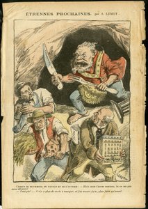 Ilustrace Achille Lemot (1846-1909) v Le Pelerin, 07.01.06 - Další cizinec - Zemědělství, kolektivismus, socialismus - dělník, rolníci, zemědělci - zlobr/jíst/polykat, Animalisation od Achille Lemot