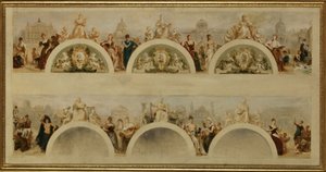 Město Paříž nabízí všem národům pohostinnost svých uměleckých škol, muzeí a vědeckých institucí - Skica pro vstupní halu Hôtel de Ville de Paris. od Achille Sirouy