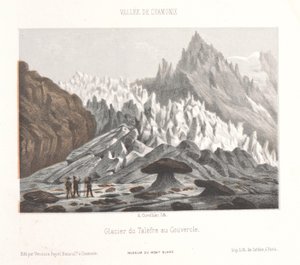 Pohled na kámen Couvercle na ledovci Talèfre Glacier du Talèfre au Couvercle (název na objektu) Memory of Chamonix-Mont-Blanc (název série) Museum du Mont-Blanc (název série na objektu)