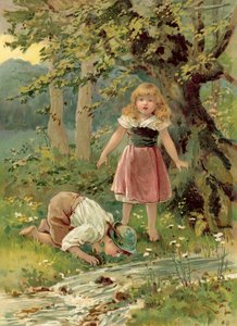 Bratr pije z potoka (chromolitho)