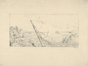 Kamenná blokáda u Charlestonu v Jižní Karolíně z Confederate War Etchings, 1861-63.