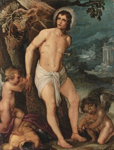 Svatý Šebestián za účasti andělů (olej na mědi) od Adam (circle of) Elsheimer