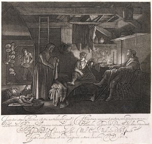 Dům Filemona a Baucis, rytina hraběte Hendrika Goudta (1585-1630) od Adam Elsheimer
