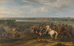 Ludvík XIV. Přejezd do Nizozemska v Lobithu Ludvík XIV. překračuje Rýn v Tolhuis u Lobithu, 12. června 1672 od Adam Frans van der Meulen