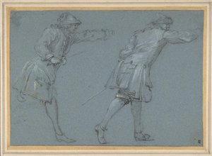 Studie šermířských soubojů dvou vojáků, 17. století. od Adam Frans van der Meulen