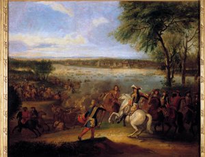 Průchod Rýna od Ludvíka XIV. (1638-1715) před Tolhuis 12.7.1672 Obraz Adama Franse Van der Meulena (1632-1690) Ne. 0,6x0,7m od Adam Frans van der Meulen