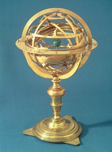 Armilární koule vyrobená na Ptolemaiově systému, Řím, 1648 (mosaz) (viz také 259557)