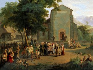 Obnovení bohoslužeb po revoluci. Švýcarský obraz od Adama Topffera (1766-1847) od Adam Topffer