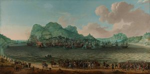 Vítězství nad Španělskem u Gibraltaru flotilou pod velením admirála Jacoba van Heemskercka, 25. dubna 1607 od Adam Willaerts (signed by artist)
