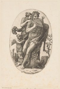 Satyr s panovou flétnou a nymfou