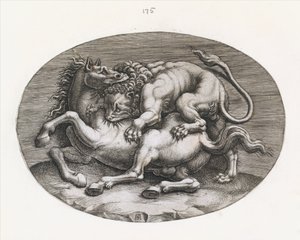 Mirror of Roman Magnificence: Lion Attacking a Horse, c1540-80.