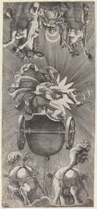 Západ slunce s vozy Apolla a Diany od Adamo Scultori after Giulio Romano