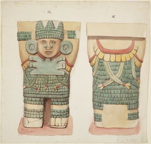 Caryatid X, zobrazující přední a zadní pohledy (akvarel) od Adela Breton