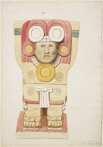 Caryatid z vnější komory, chrám A, míčové hřiště, Chichen Itza, Mexiko (akvarel) od Adela Breton