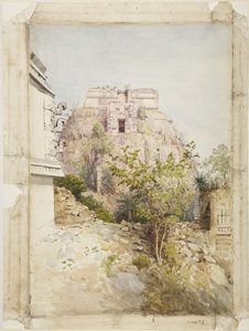 Dům kouzelníka, Uxmal, Mexiko (akvarel) od Adela Breton