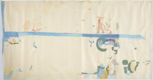 Malba z jihovýchodní stěny, vnitřní komora, Horní chrám jaguárů, Chichen Itza, Mexiko (akvarel, tělová barva, grafit) od Adela Breton