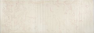 Malba ze severní stěny, Horní chrám jaguárů, Chichén Itzá, sekce Mexico Center (červený inkoust a grafit) od Adela Breton