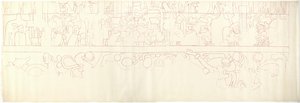 Jižní zeď, Horní chrám jaguárů, Chichén Itzá, Mexiko Jižní čtvrť (červený inkoust a grafit) od Adela Breton