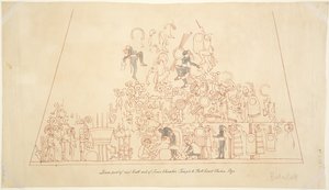 Trasování nástěnné malby z jižní klenby, vnitřní komora, Horní chrám jaguárů, Chichen Itza, Mexiko od Adela Breton