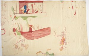 Nástěnná malba z jihovýchodní stěny, vnitřní komora, Horní chrám Jaguárů, Chichen Itzá, Mexiko od Adela Breton