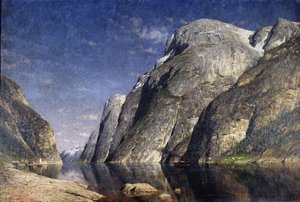 Sognefjord, Norsko, kolem roku 1885 (olej na plátně)