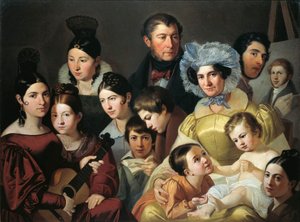 Malatesta Family v roce 1835 od Adeodato Malatesta, olej na plátně