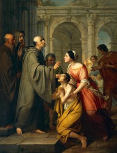 St Mauro Abbot dává zrak mladému slepci