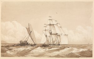 Dvojitá kánoe u Moalu, Feejee Islands, 26. září 1849 [Fidži] od Admiral Sir Edward Gennys Fanshawe