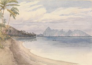 "Eimeo [Moorea] z blízkosti Papeiti [Tahiti, Společenské ostrovy], 25. srpna 1849". od Admiral Sir Edward Gennys Fanshawe