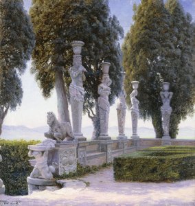 Náměstí s karyatidami v areálu vily Farnese, Caprarola; Piazzale delle Cariatidi v parku Palazzo Farnese v Caprarola od Adolf Heinrich Hansen