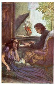 Hudebník a skladatel Frederic Chopin s George Sand od Adolfa Karpella (barevné lito) od Adolf Karpellus