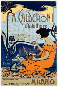 Reklamní plakát pro klenotníka Calderoni v Miláně, c1920 od Adolfo Hohenstein